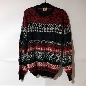 Vintage red, black, & white patterned sweater